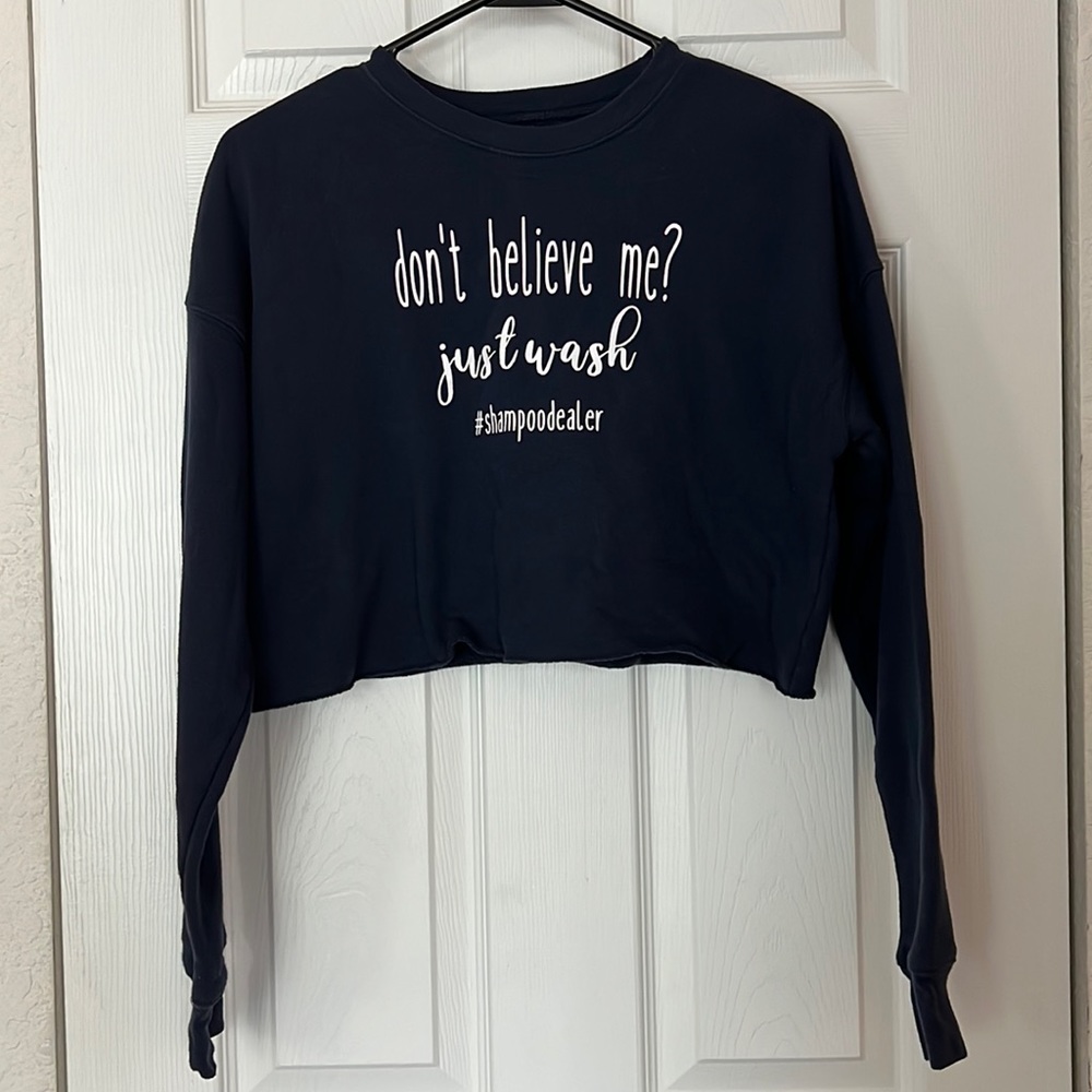 MONAT CROPPED SWEATSHIRT / NAVY / SMALL / FLEECE